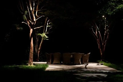 outdoor lighting in the hamptons paired with natural moonlight