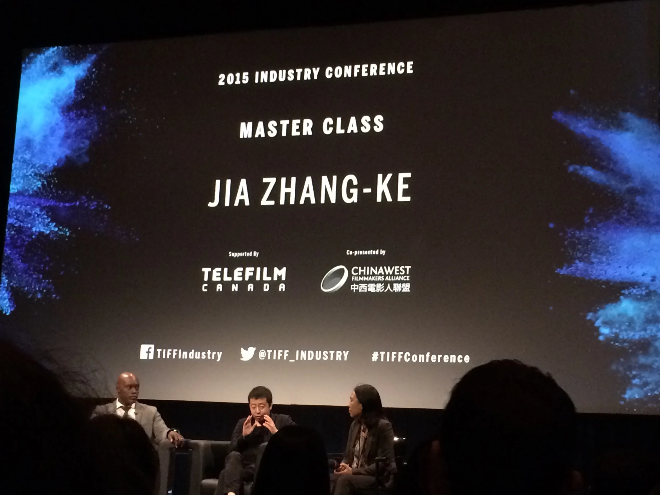 Jia Jhang-Ke and Cameron Bailey at TIFF 2015, Glenn Gould Studio, CBC, Toronto.