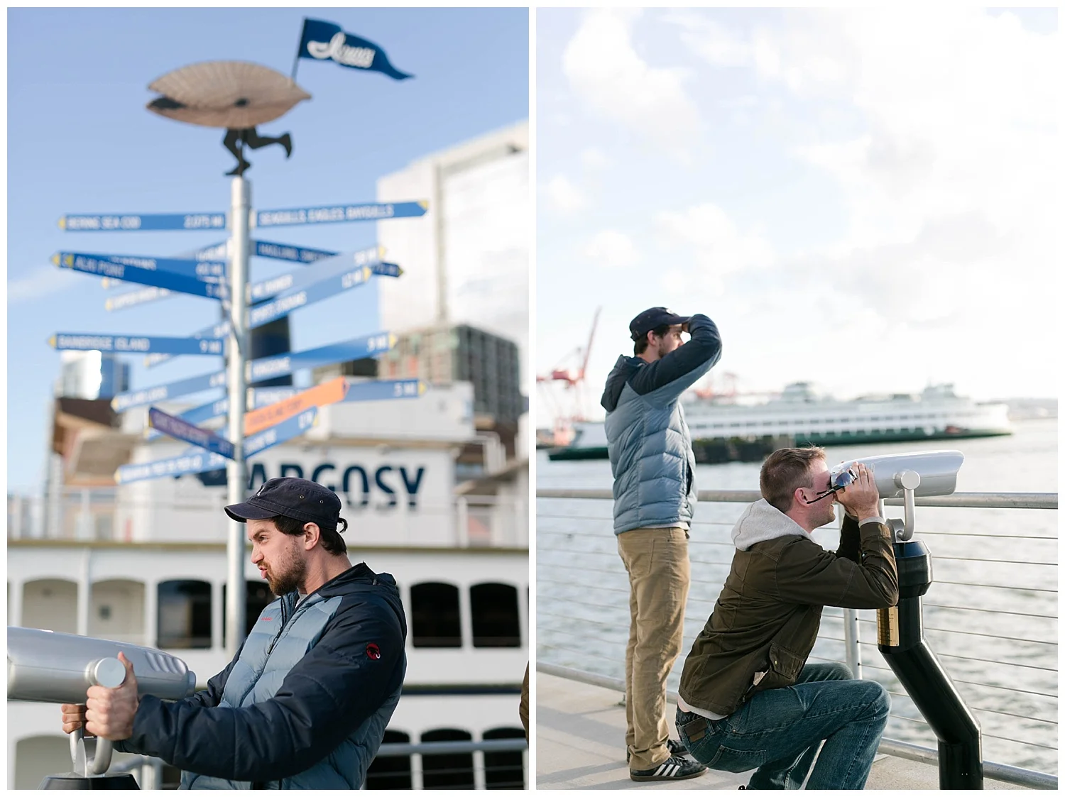 The boys being boys as we wait on the pier for Naomi to come home from work on the Ferry. 