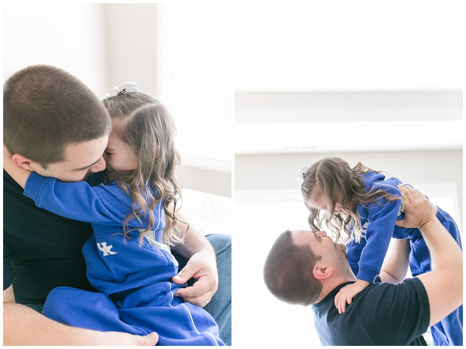 Not to worry, this little cheerleader is still getting plenty of snuggles from Dad! 