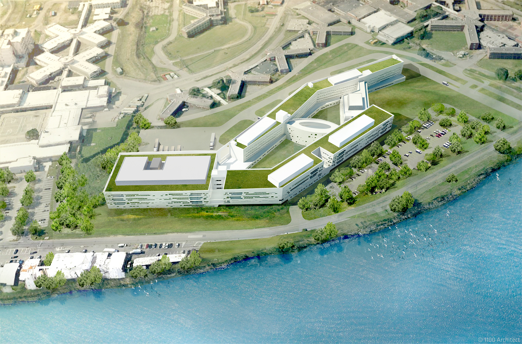  Intake and Mental Health Facility, Riker’s Island, NY, 1100 Architect 