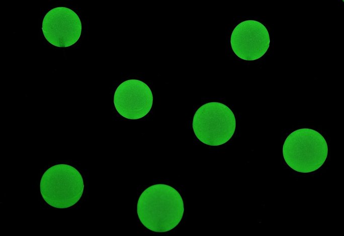   Hypersphaera phosphori   Glow-in-the-Dark Superball  (Detail – Glowing) 
