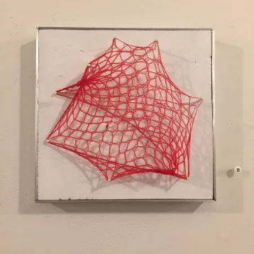 Red Graph 2014 Mixed media assemblage 7 x 7 in