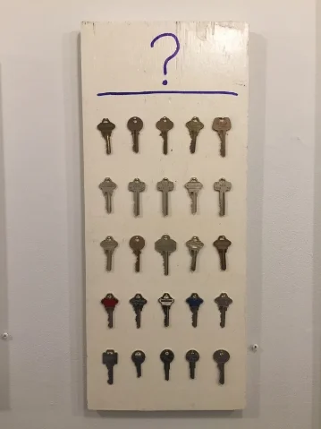 Keys to an Unknown Kingdom 2015 Mixed media assemblage 10 x 23 in