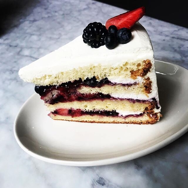 It&rsquo;s never too early to be thinking about cake. This week&rsquo;s cake is a vanilla orange-blossom soaked sponge cake with berry jam filling &amp; mascarpone cream. We still have a few slices left, so reward yourself with the cake you so deserv