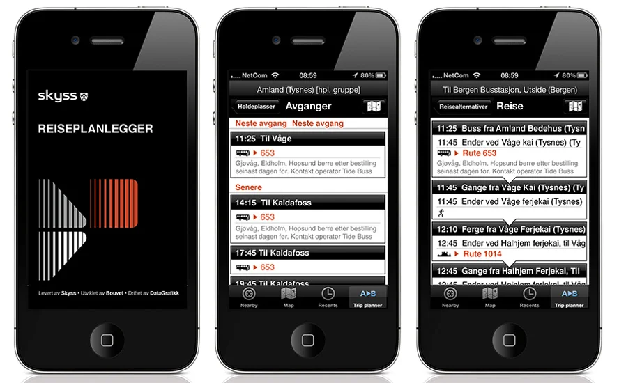 Skyss travel app - user interaction design