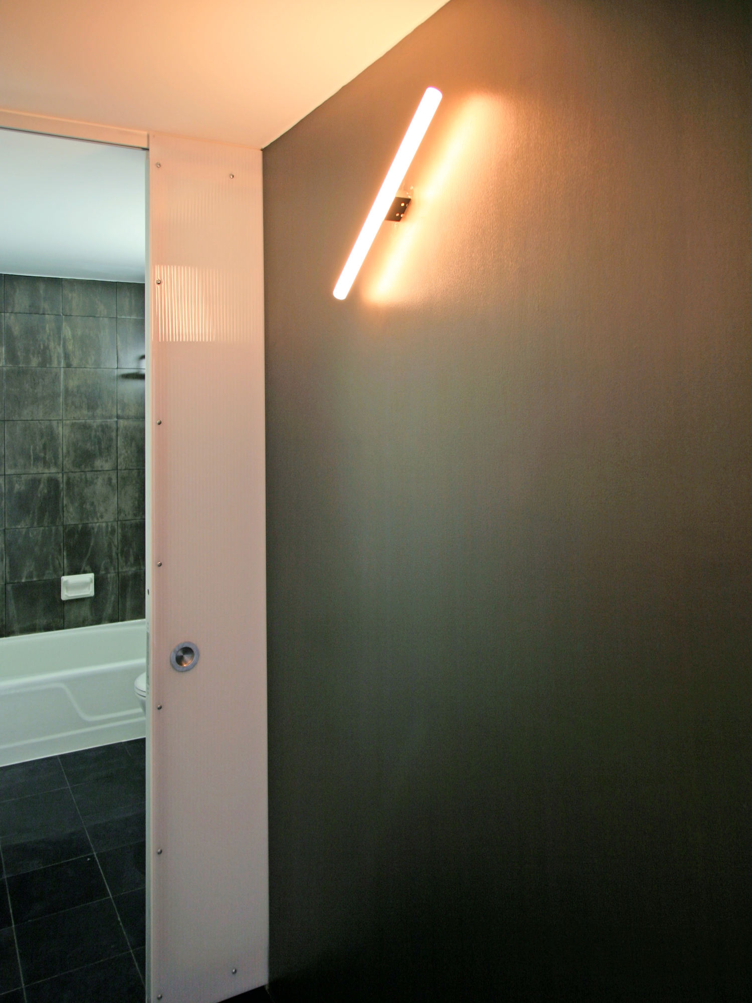 View to bathroom and pocket door