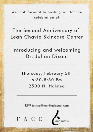 Leah Chavie Skincare Center 2nd Anniversary Tonight!