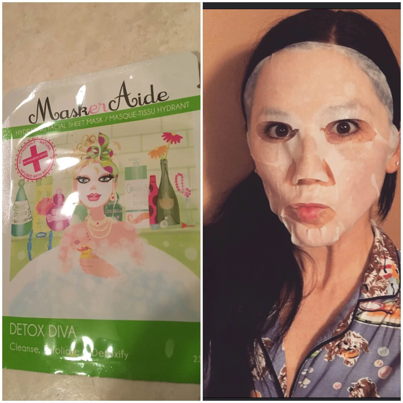The things we do for beauty! Although this may look a little silly it felt amazing. After about 20minutes of relaxing with my face mask on, my skin felt hydrated, refreshed, and appeared to be glowing!
