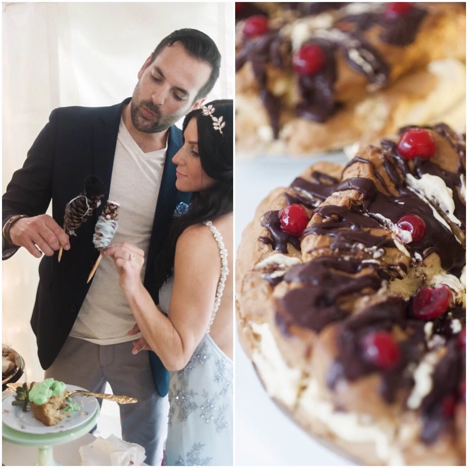 Dinner & Dessert Think about yourselves! Yes, that should be obvious but we tend to think about what everyone else would want to eat. An easy way to decide is to pick the type of food you and your man love the most and seek out a restaurant that can make that happen. For dessert, cake can get pricey and sometimes isn't all that great. Have a dessert buffet of at least three different options that look pretty and are even better than cake.