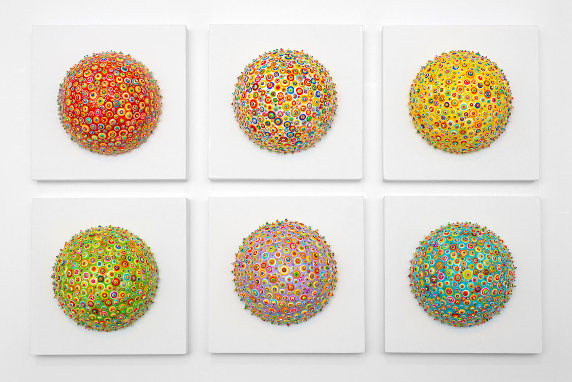 Bindu World - SOLD Acrylic and resin on polystyrene. 5"x5"x3". 2015.