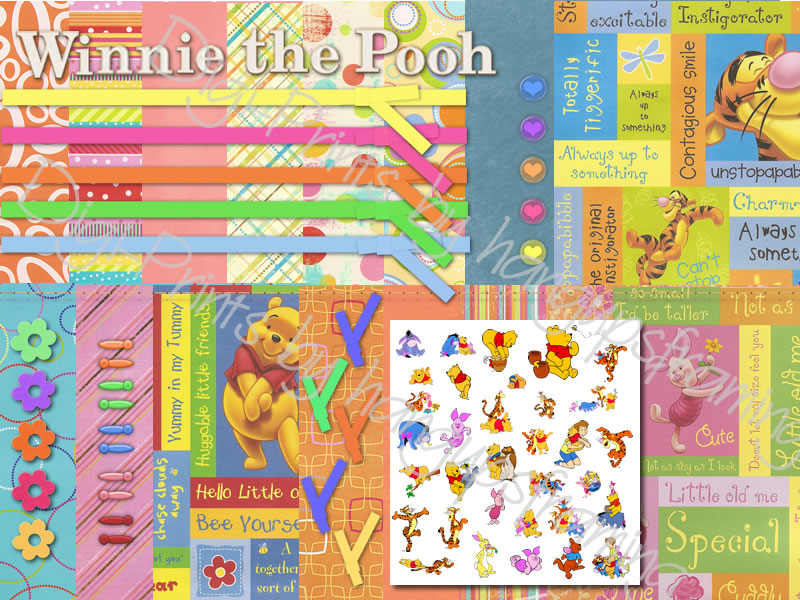 Pooh: Tigger Phrases, Disney scrapbook paper (Sandylion)