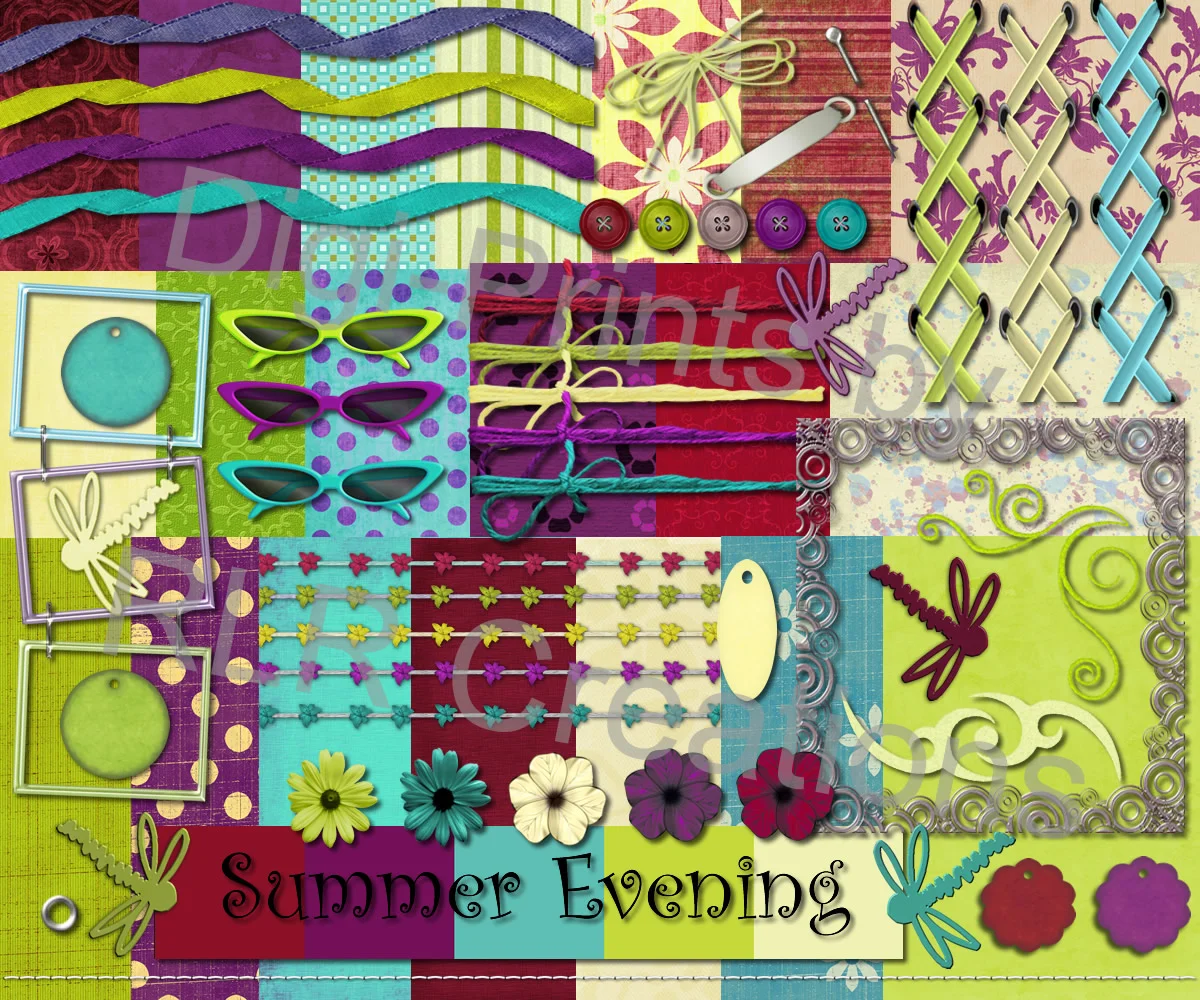 Summer Evening Digital Scrapbooking Kit RLR Creations