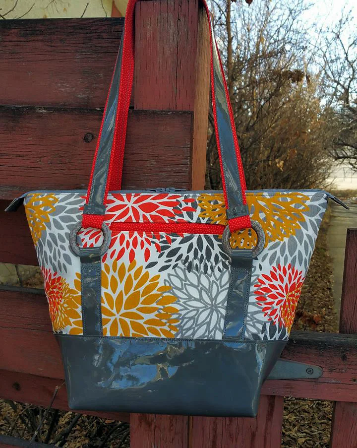 Titania Tote in Patent Leather accents by Jean Parrott