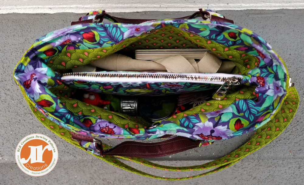 Emilina Handbag with an Internal Zipper Pocket Divider PDF Pattern