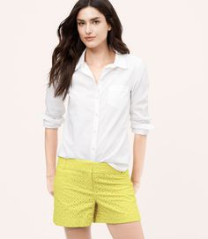 LOFT Citron Eyelet Shorts