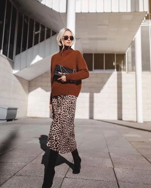 Leopard midi top skirt winter
