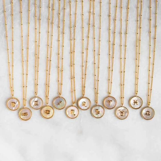 Local Eclectic, Zodiac Mother of Pearl Coin Necklace