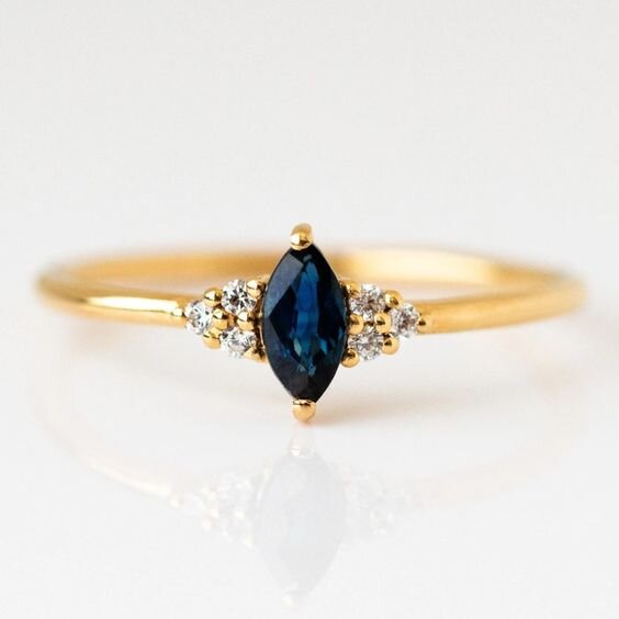 Local Eclectic, Sapphire Marquise Fantasy CZ Trio Ring