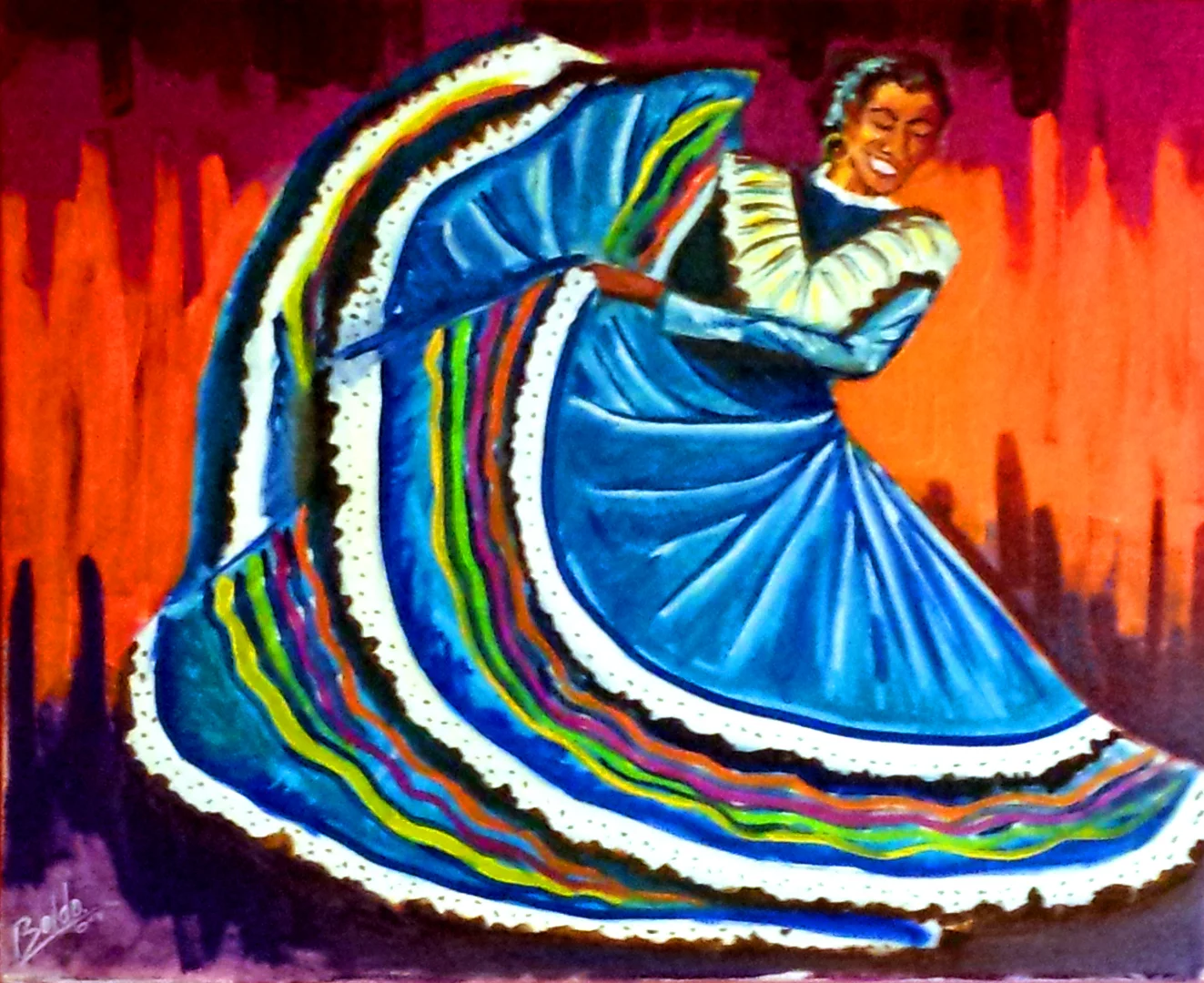 Woman in Blue Dress