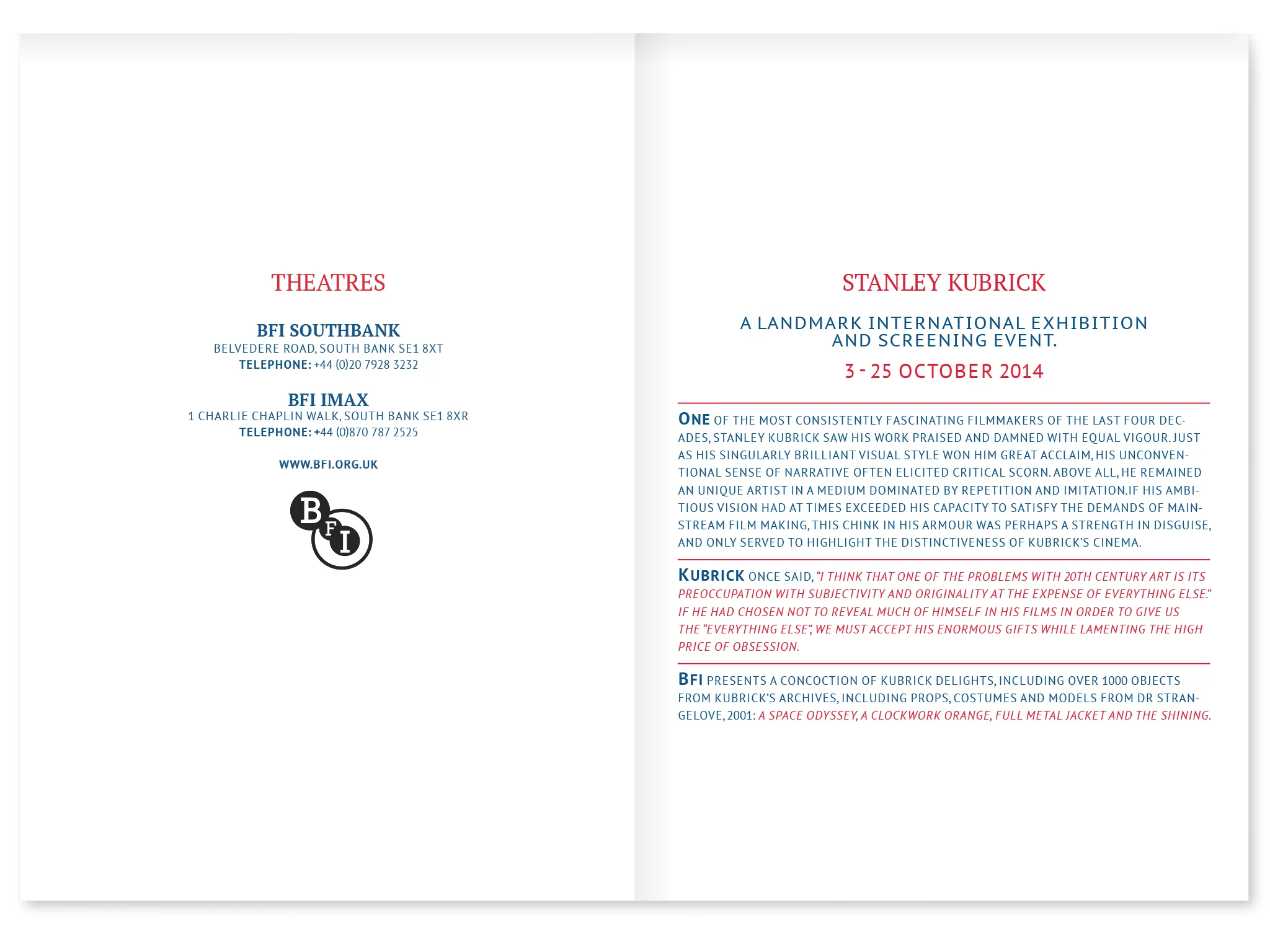 Kubrick Film Festival Poster & Brochure Design by Seda Gumustas. www.seda-g.com