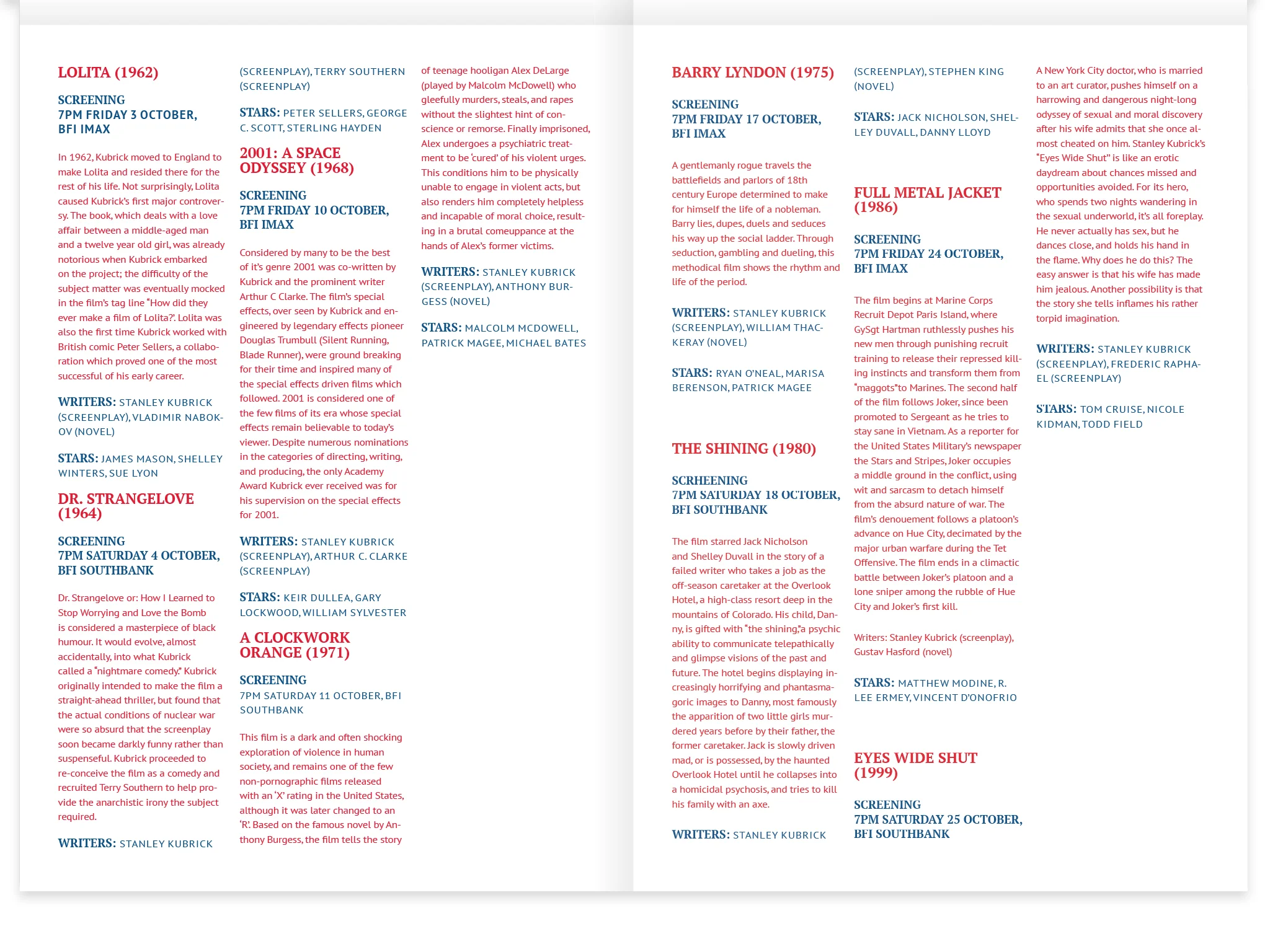 Kubrick Film Festival Poster & Brochure Design by Seda Gumustas. www.seda-g.com