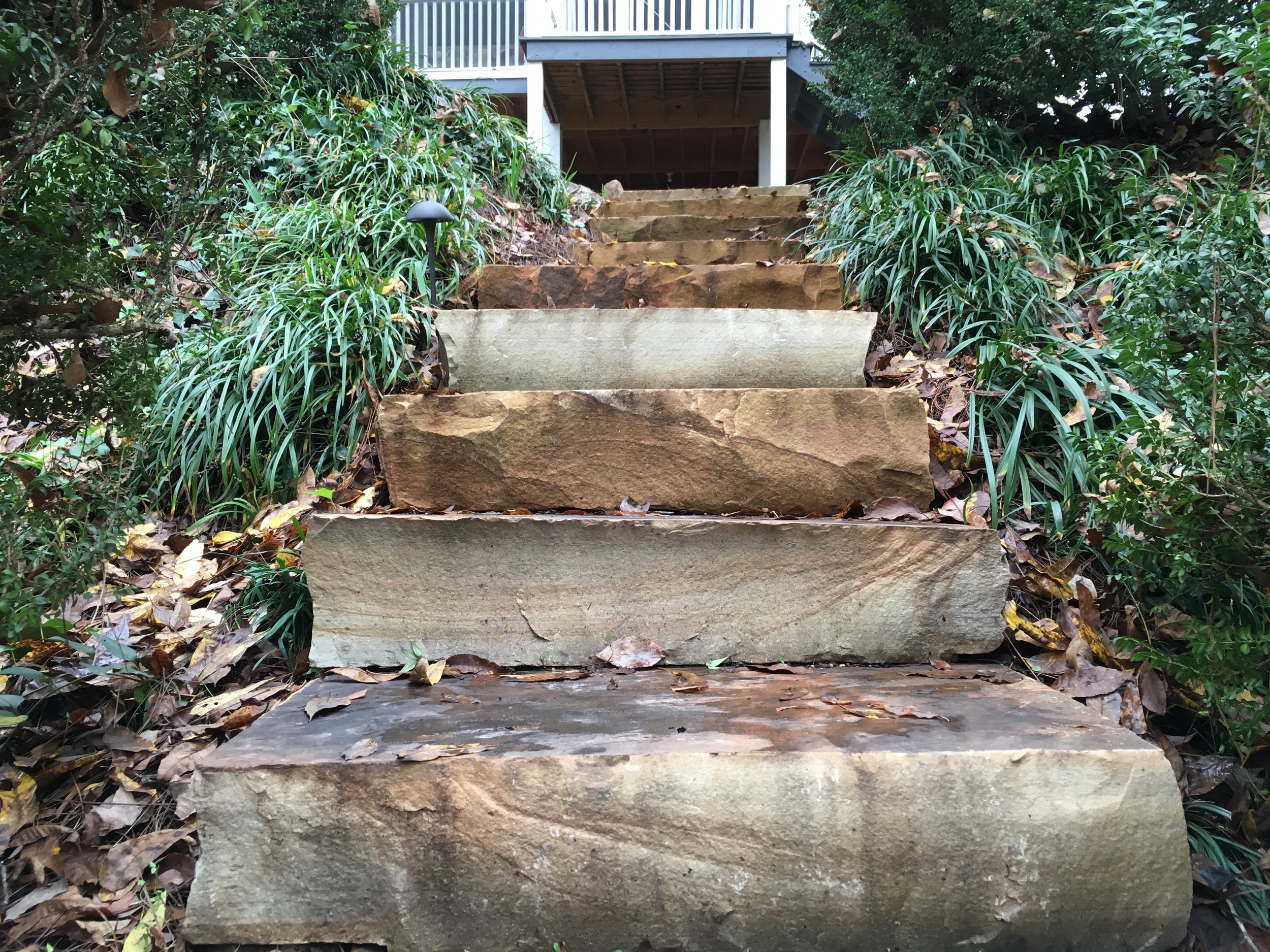 These massive stair treads give great access to both terrace levels.