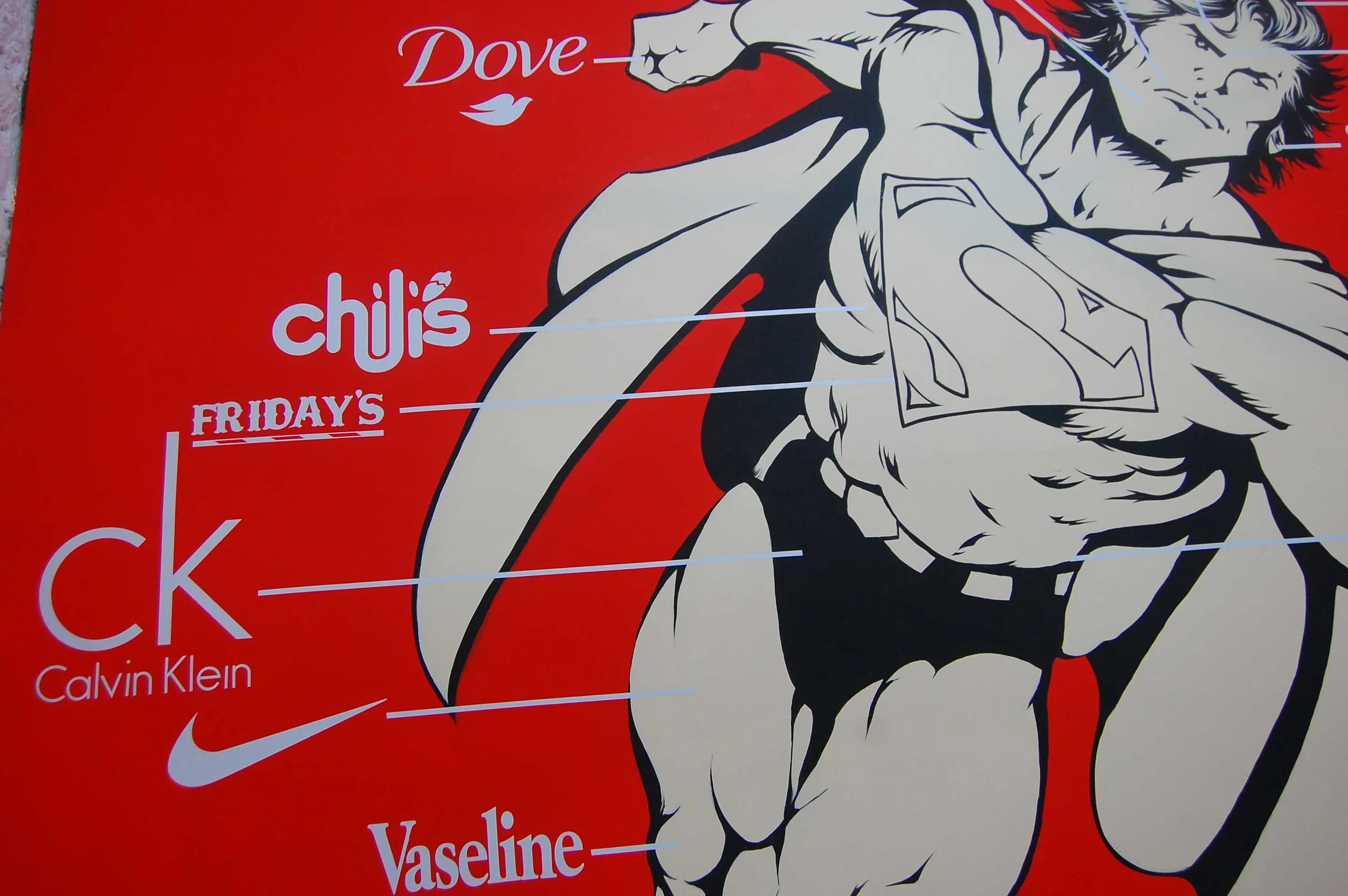 The Truth about Superman , 2010, Acrylics on wall, 5x5m
