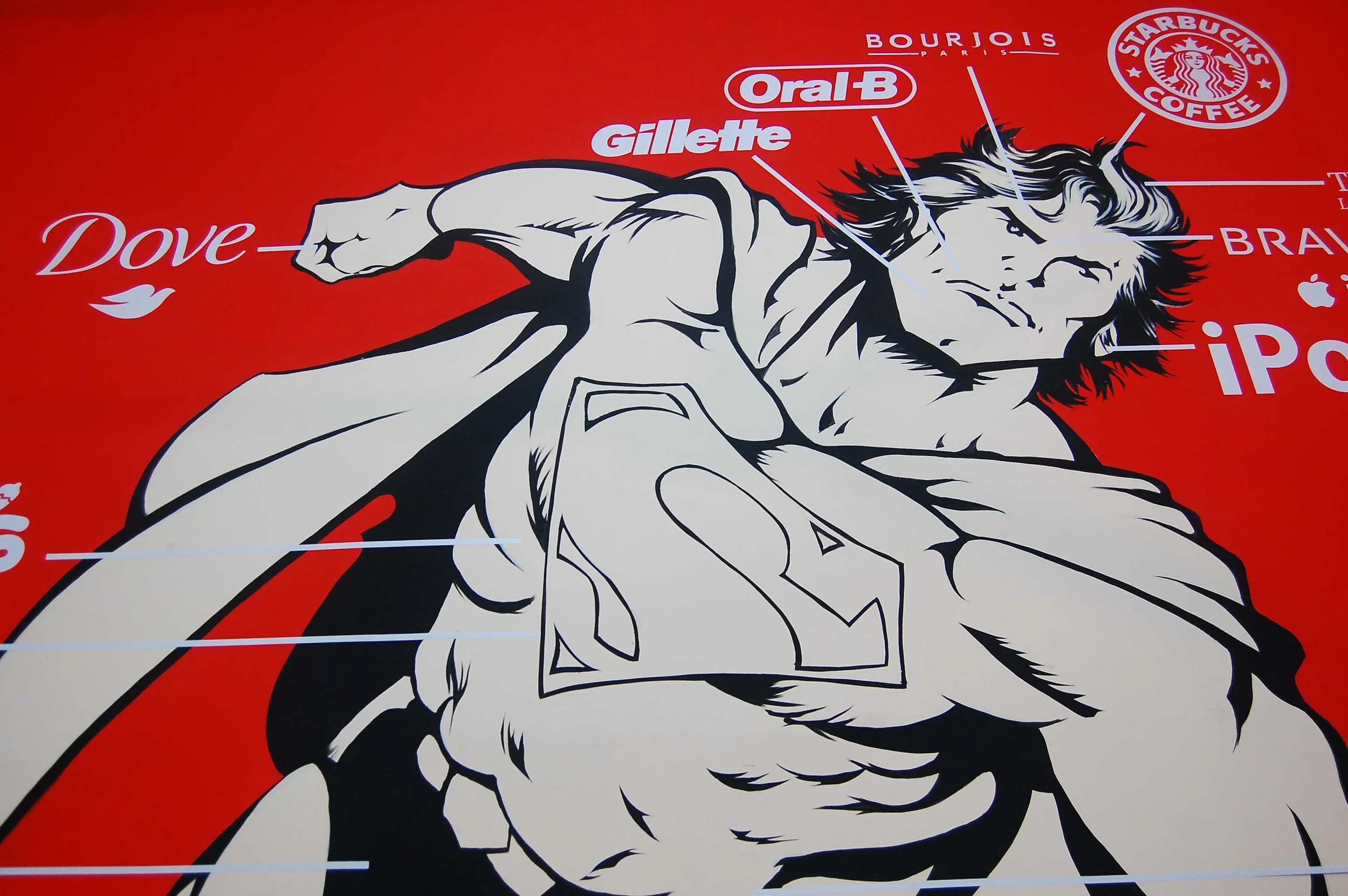 The Truth about Superman , 2010, Acrylics on wall, 5x5m