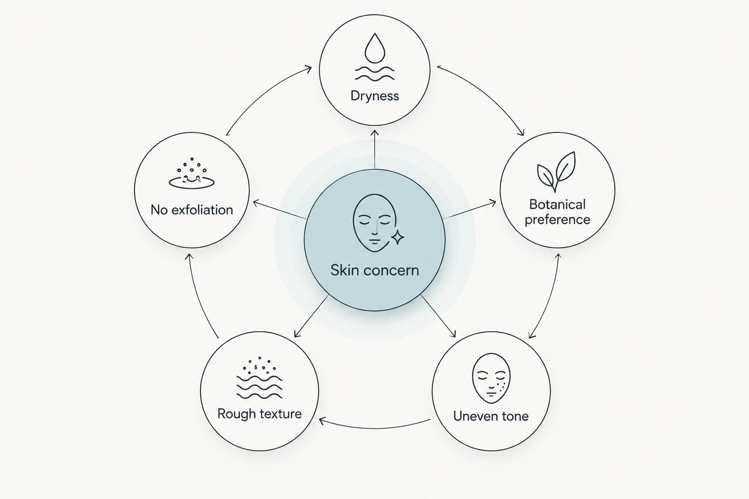 Facial selection diagram matching skin concerns to consultation priorities