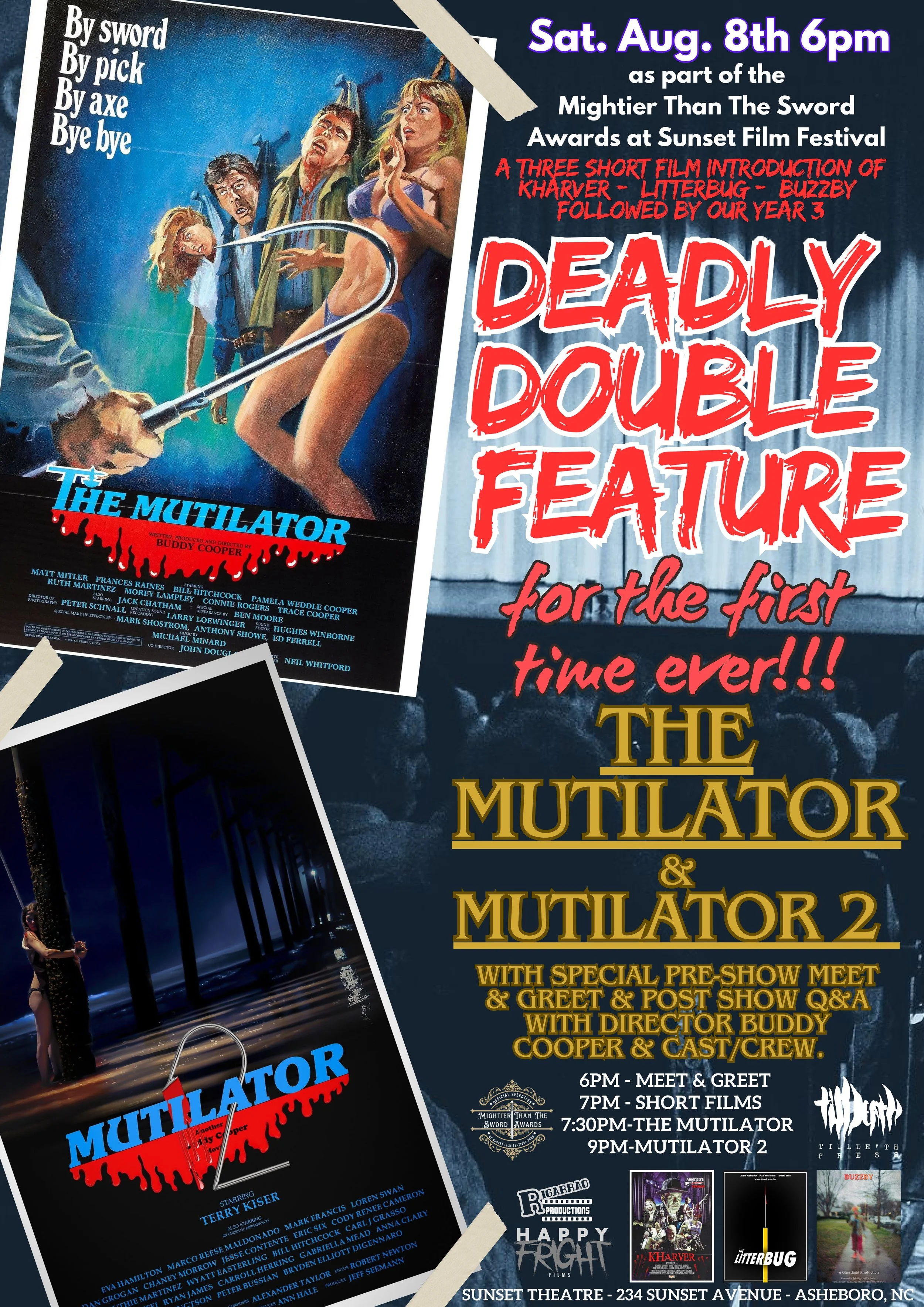 A King Of Cult Classic, Buddy Cooper’s Mutilator Films Gets First Ever Theatrical Double Feature Showing In Asheboro, NC.