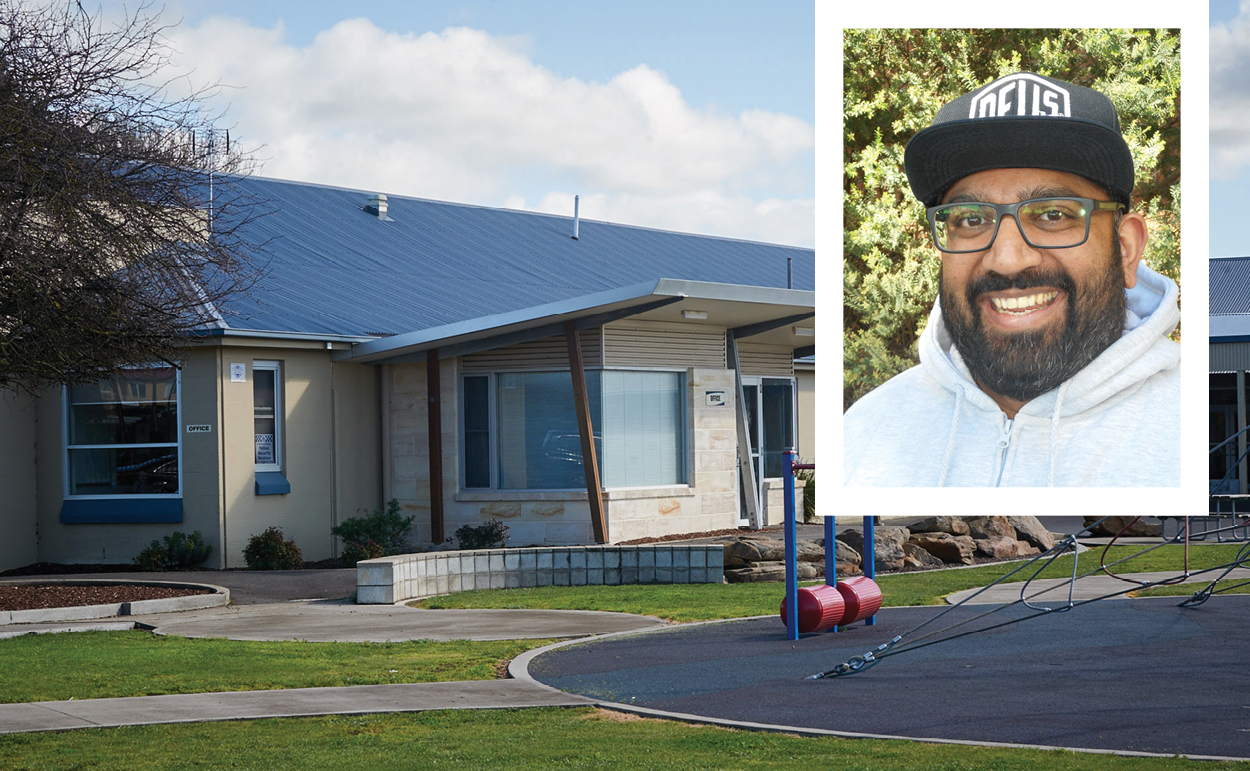 Above: Rohan Battersby: Pastoral Care Worker at Melaleuca Park Primary School. Background Image supplied by Melaleuca Park Primary School.