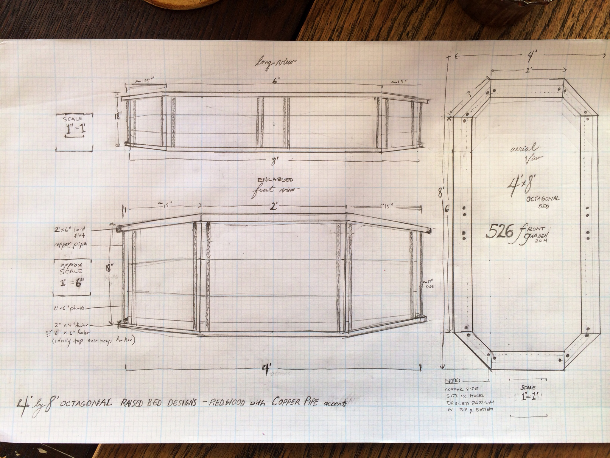 Redwood and copper planter plans