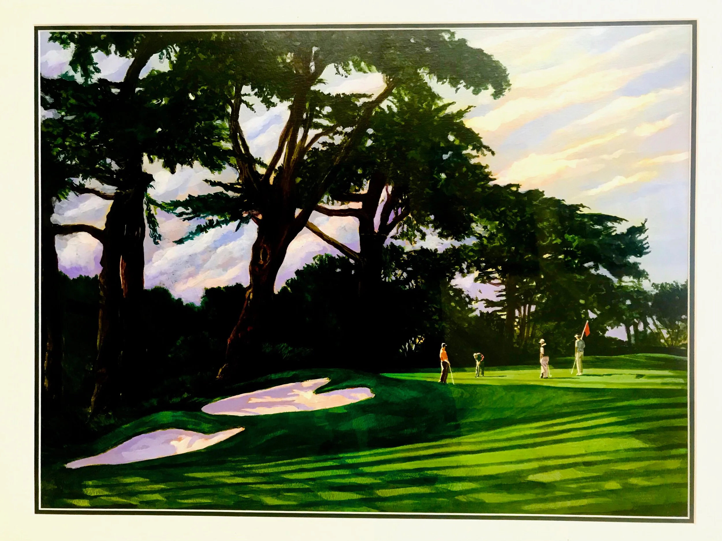 !8th at Harding Park Golf Course original oil on paper framed 30 X 36”