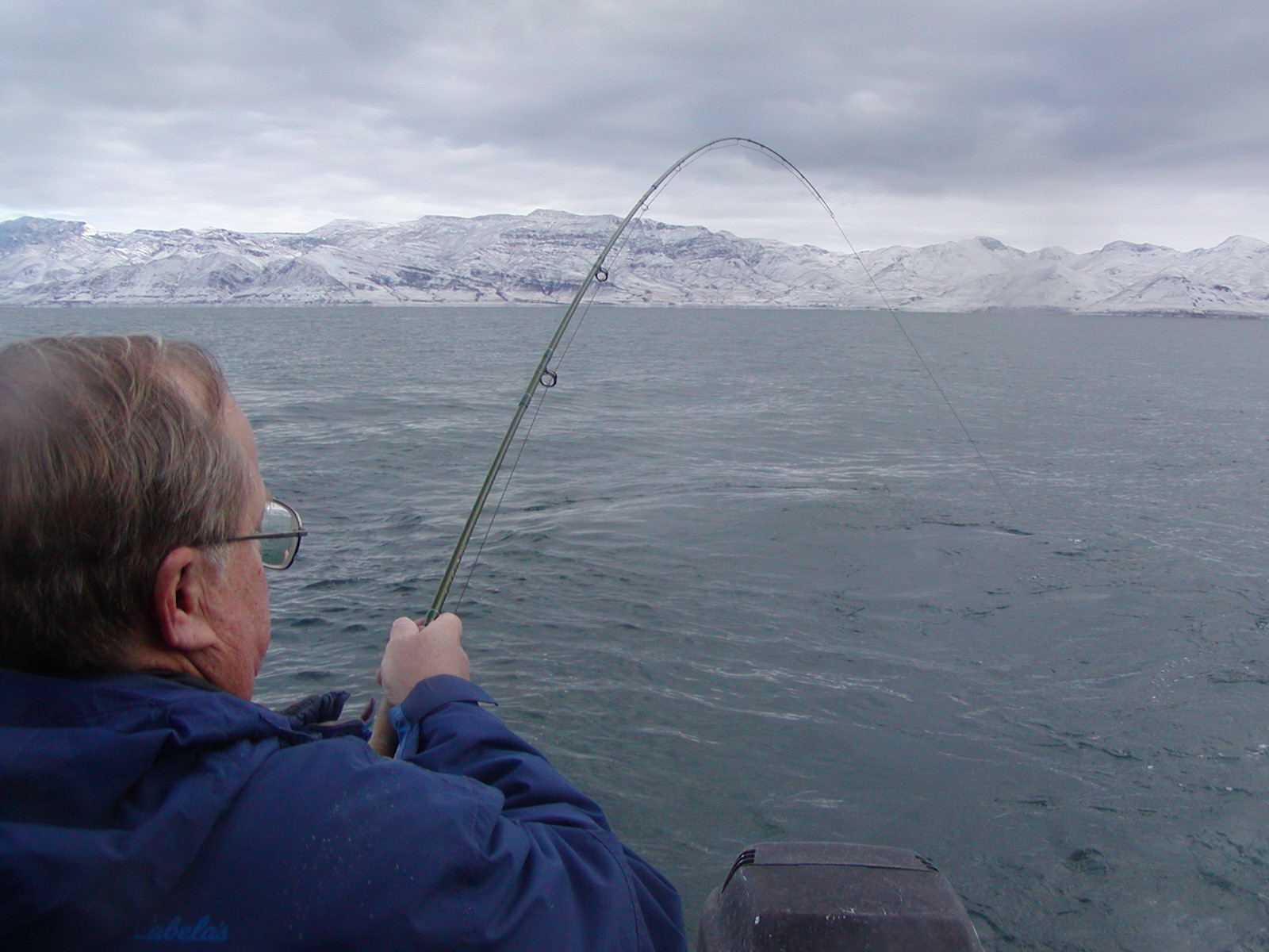 Mickey Baron fighting cutthroat trout on a fly rod, early on Tuesday.