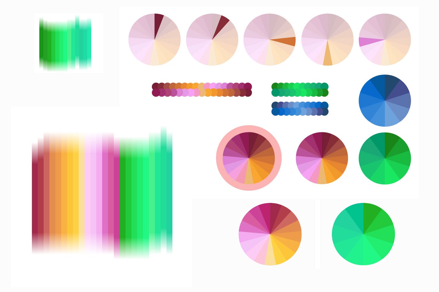  Sample testing patterns and colour combinations. The added challenge lay in the omission of any colour combinations that were already being used in other widgets and calculators elsewhere within the secure site 