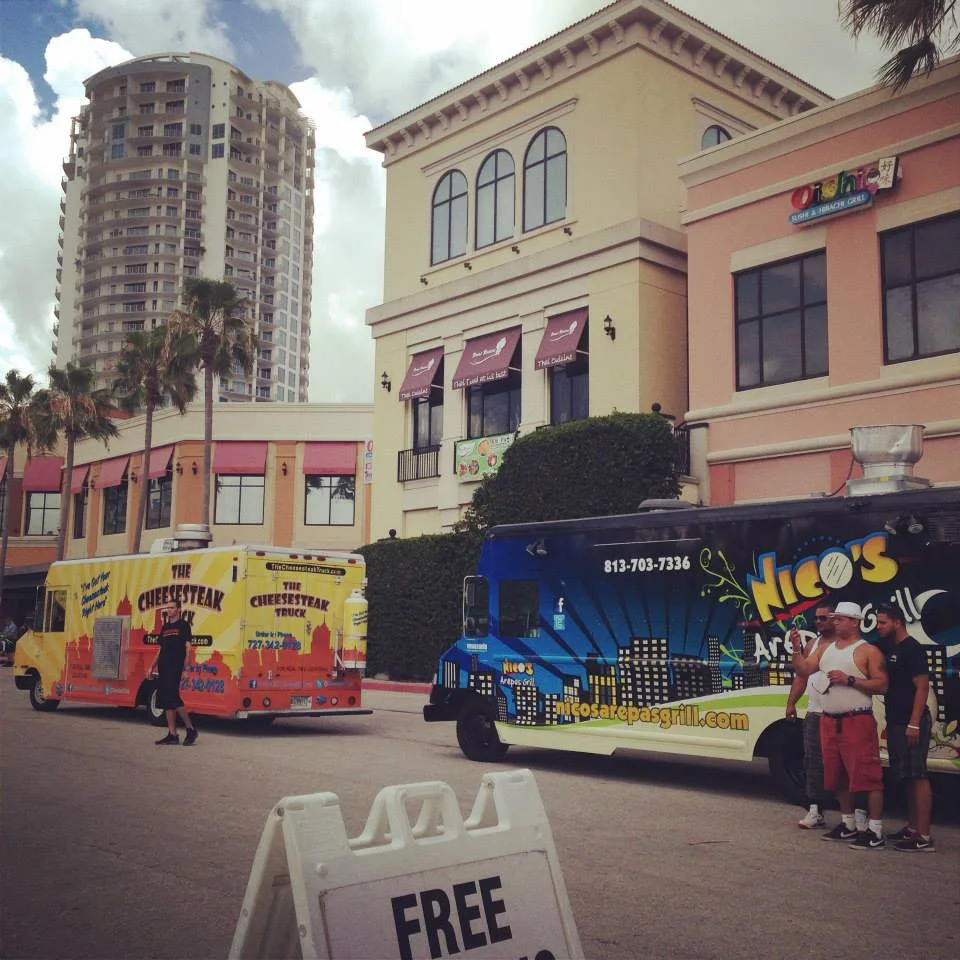 cheesesteak truck and nico's arepas ready to move into position.