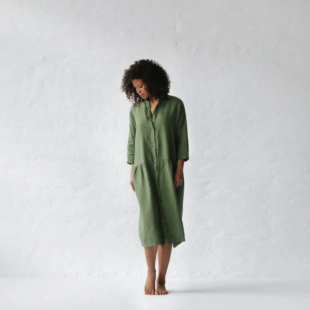 Seaside Tones Oversized Dress Olive  Manon bis