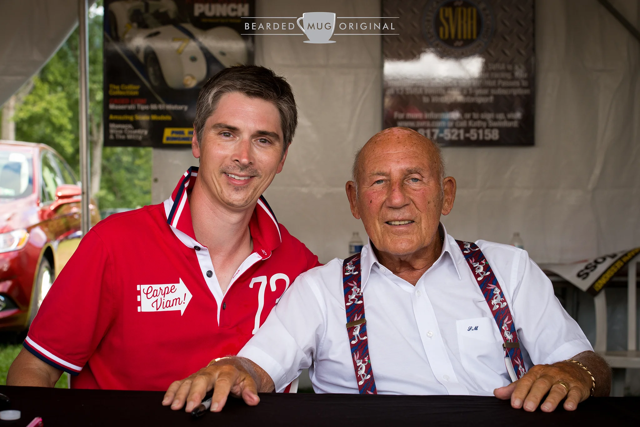Two car guys just finding a good time at the Historic Festival. Dwight and Sir Stirling. 