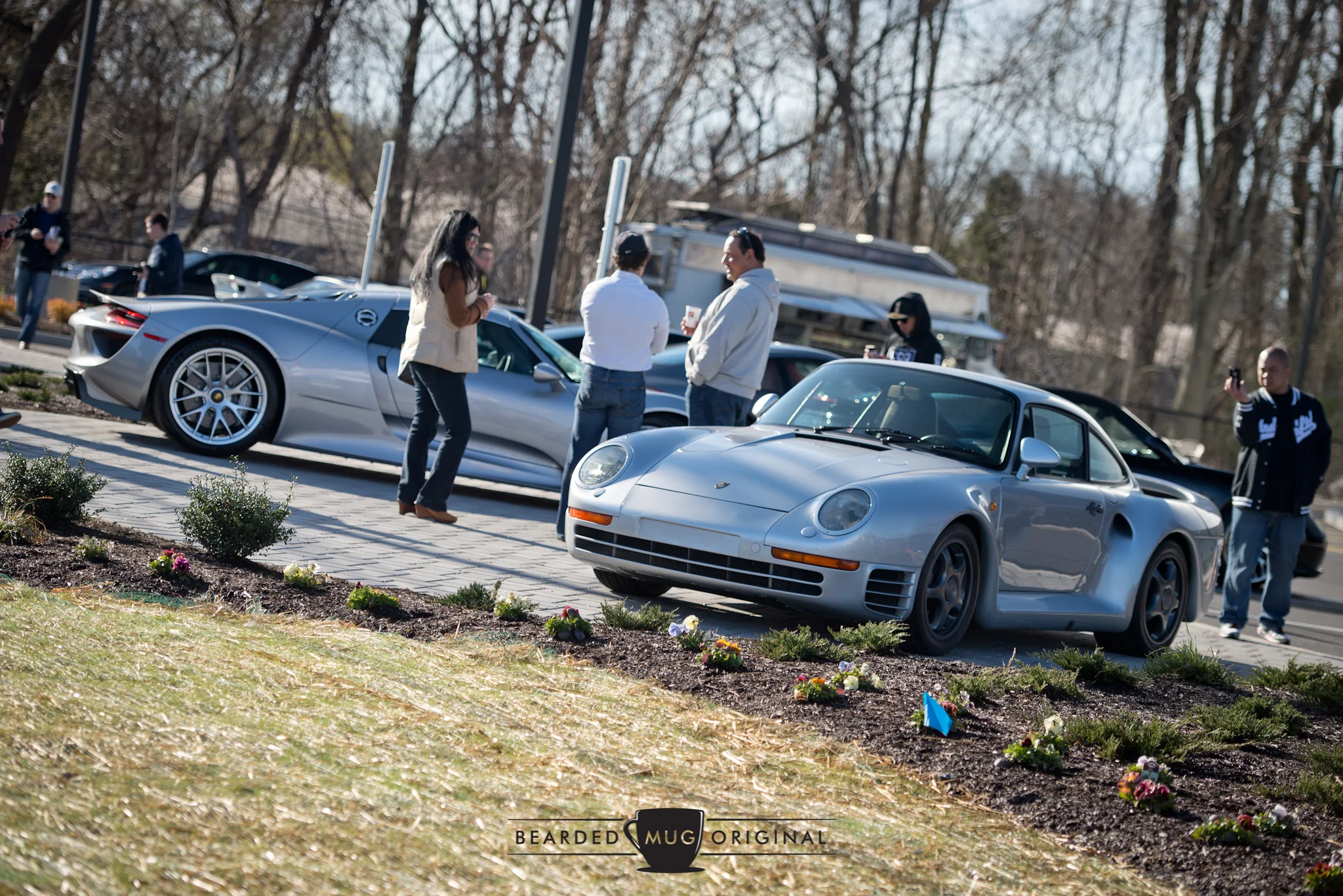 Arriving early has its benefits, like seeing the 959 facing the highway before they flipped it around for showcasing in the main display.