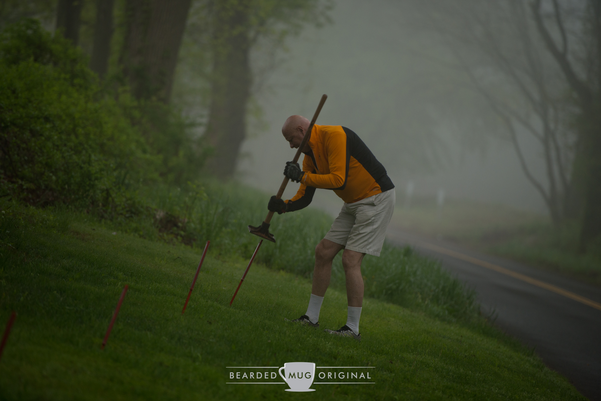 A volunteer can be seen setting the stage for this arrival point.