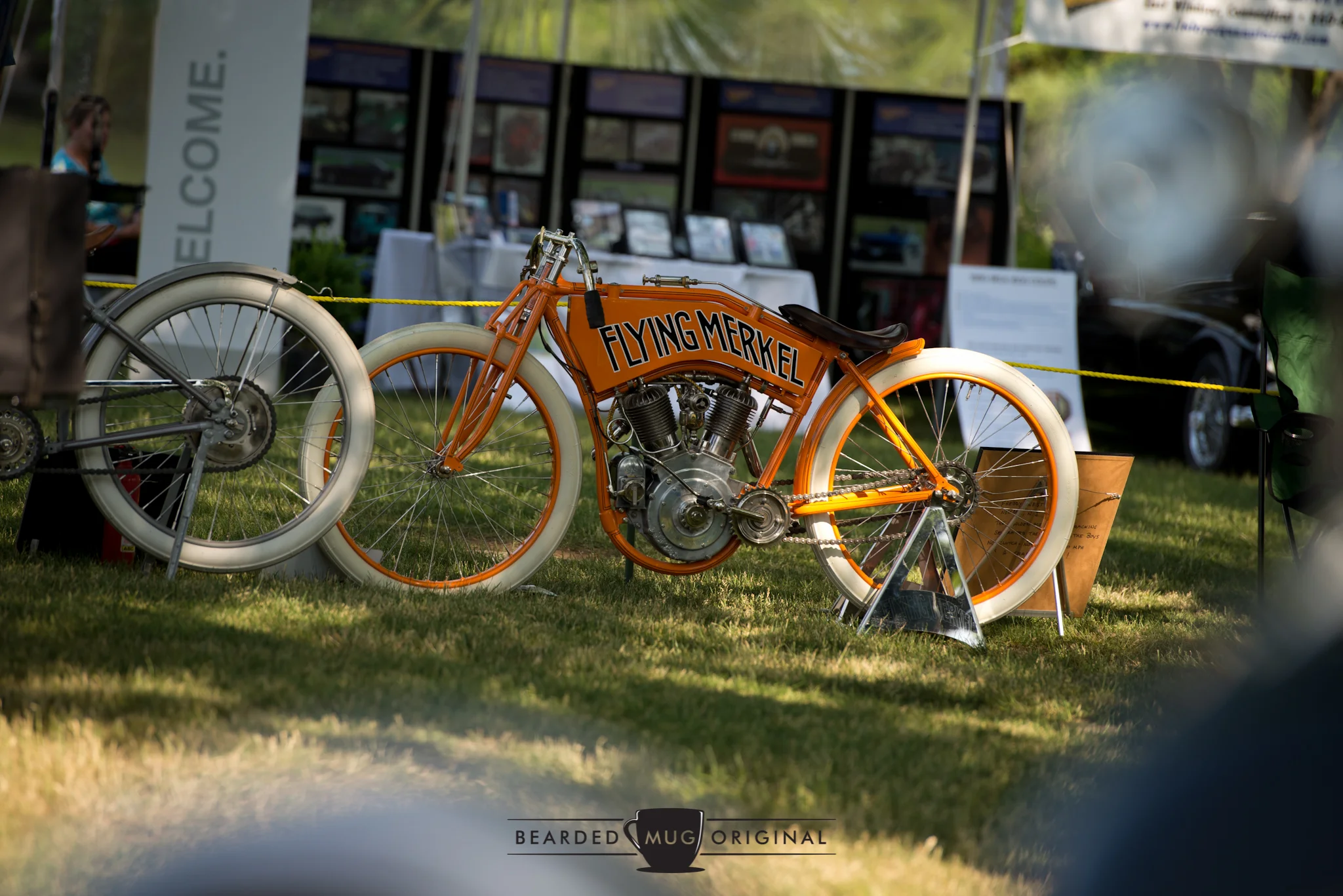 There was a great display of historically significant motorcycles on both days, with a few early 20th century bikes on Saturday, such as this 1914 Flying Merkel.