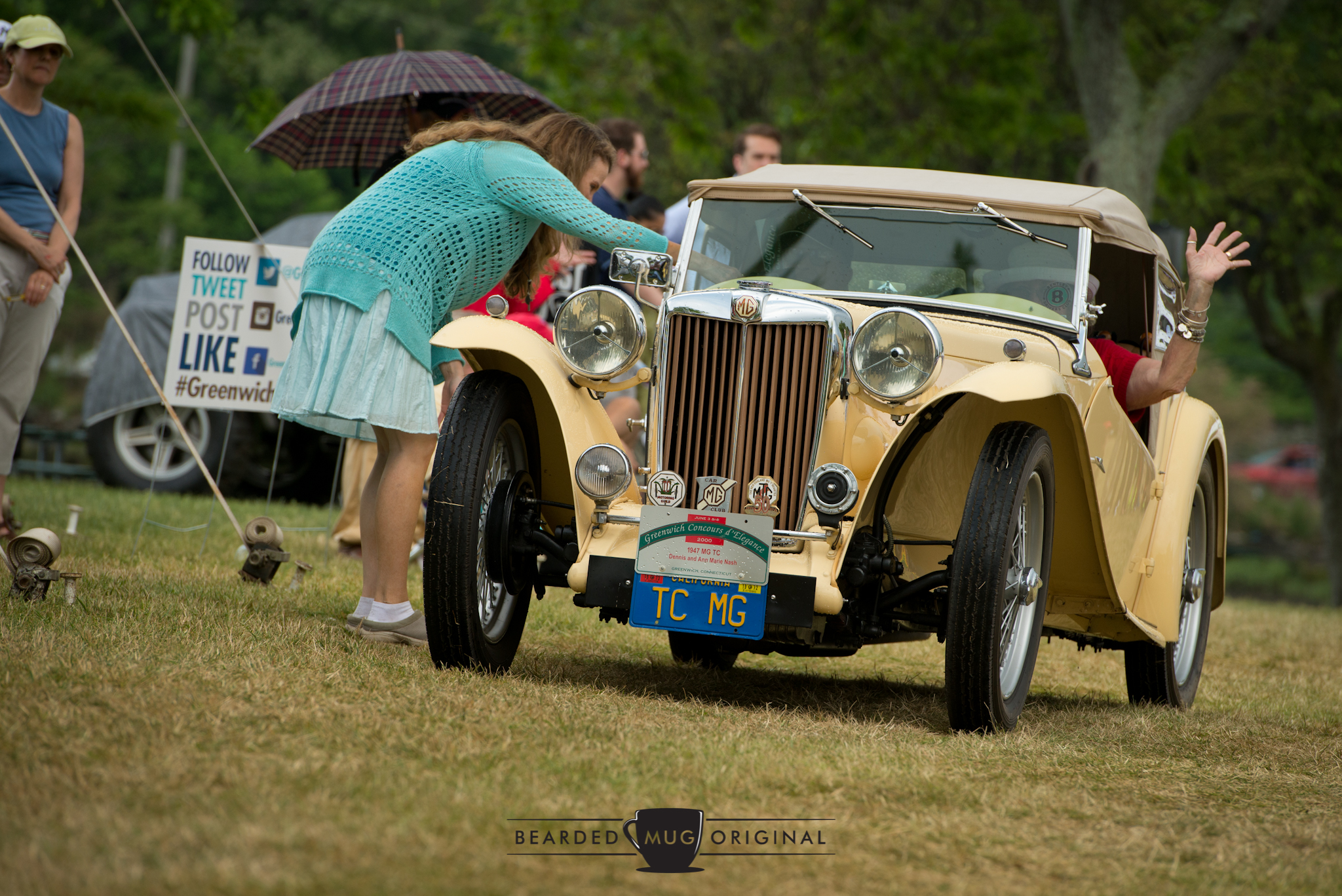 No ropes here! This 1947 MG TC stops to pose for the camera. What a fine motoring machine!