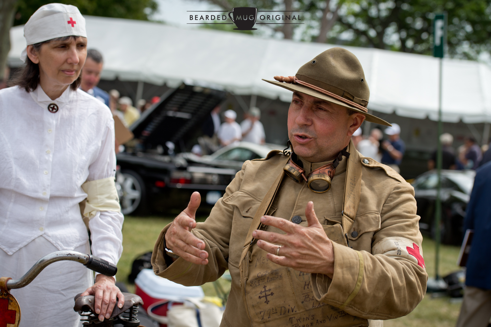 John here, owner of the 1917 Triumph Model H, is a collector of all things vintage and can talk shop on numerous topics for hours on end. His outfit was period-correct, right down the riding boots.