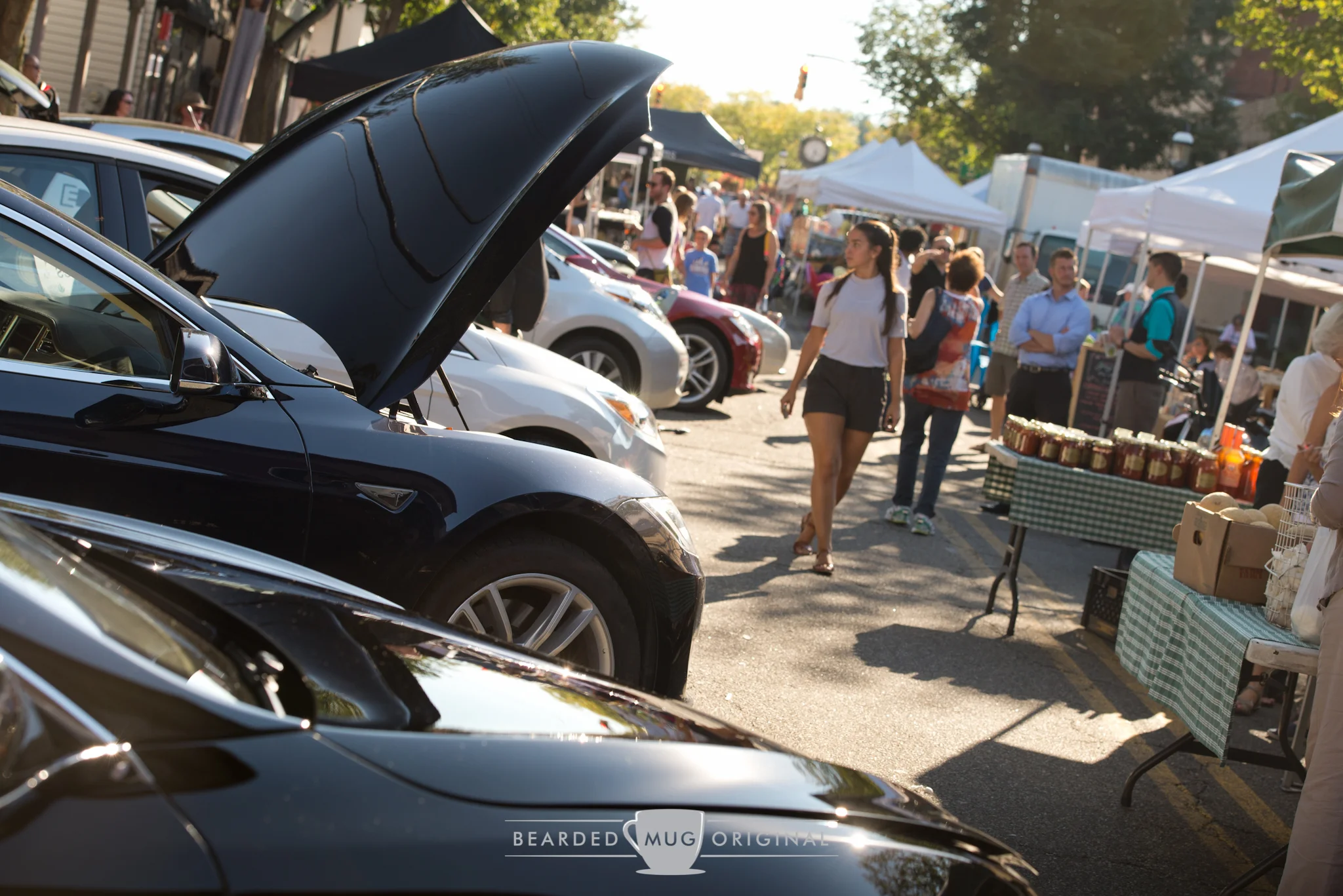 All varieties of EVs were represented, with a handful of Tesla Model S, two Roadsters, a few Leaves, and a Focus Electric and Smart ForTwo Electric Drive turning the heads of people that were otherwise there for fresh veggies.