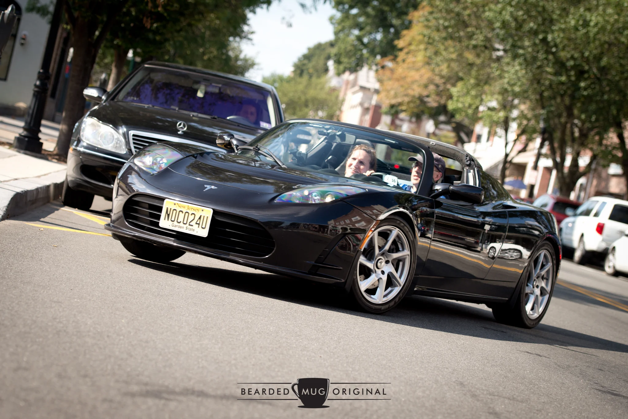 The passenger in Ian's Roadster is another electric and classic car aficionado, Sarah Stanley, the great-great granddaughter of the creator of the Stanley Steamer.