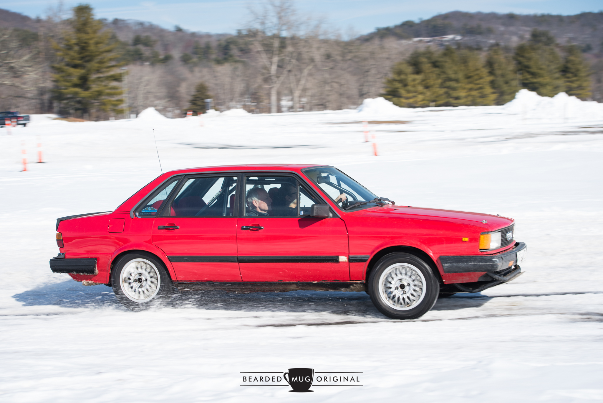 This Audi 4000, with Simon riding shotgun, was built to perform. And perform well it did, with quattro AWD adding grip to otherwise slippery conditions.