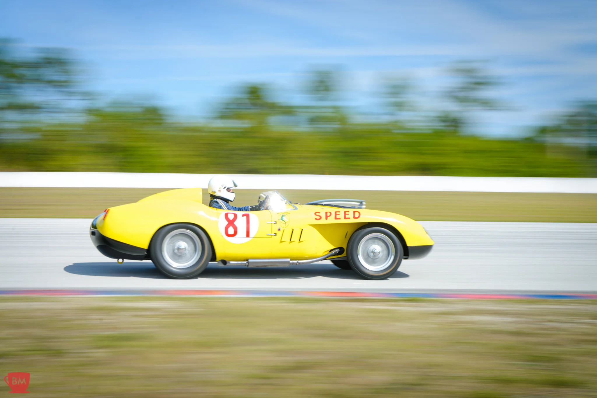 At speed during lapping at Palm Beach International Raceway.