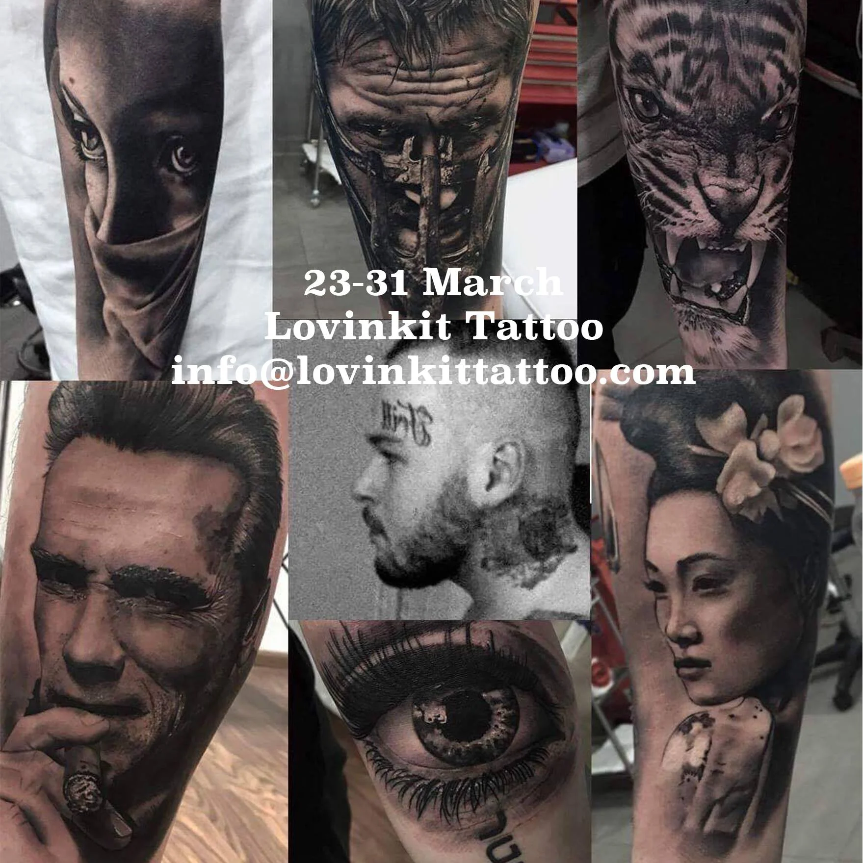 Wojtek Date at Lovinkit: 23-31 March 2017 Country: Poland Specialised style of tattooing: Black and grey realistic Portfolio: https://www.instagram.com/wtkrbk/ Contact: info@lovinkittattoo.com or 39908494
