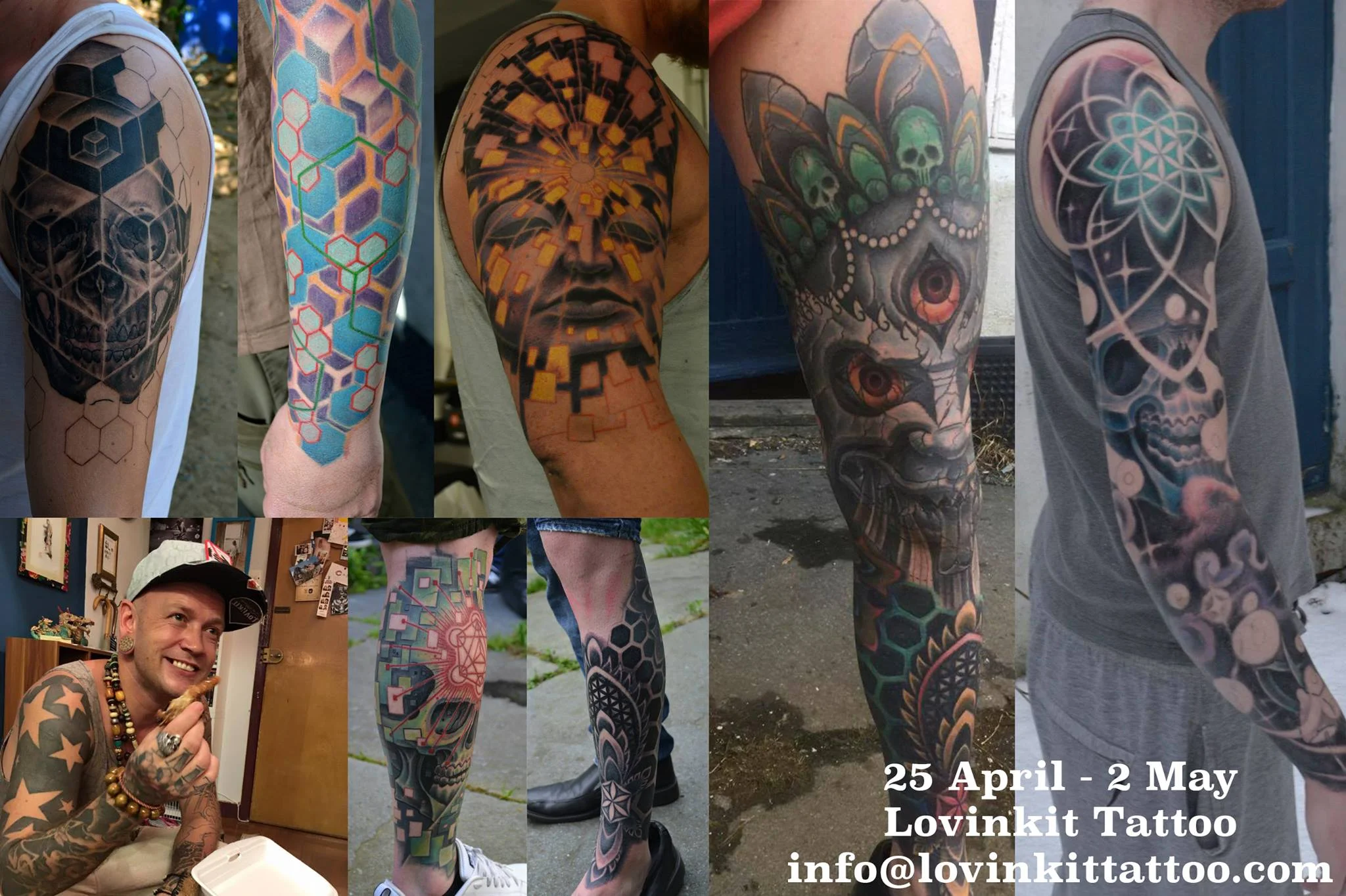 Øyvind Date at Lovinkit: 25 April - 2 May 2017 Country: Norway Specialised style of tattooing: Psychedelic Portfolio: https://www.instagram.com/nexus_cusom_tattoo/ Contact: info@lovinkittattoo.com or 39908494